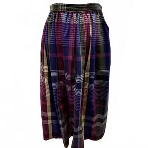 Vintage 70's Cheryl Tiegs Plaid Pleated Midi Skirt Rockabilly Preppy Academia